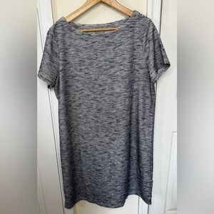 Chico's Navy and White Marled Striped Dress